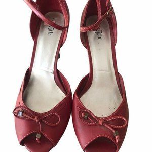 east 5th red leather peep toe heels size 8